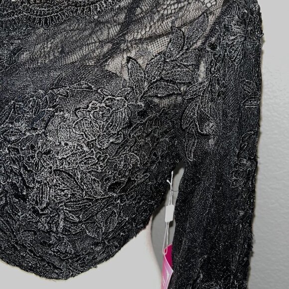 ZINNIA ELEGANS Heavy Black Lace Cropped Built in Bra Top Prom Ball Formal -NWT - Picture 5 of 13